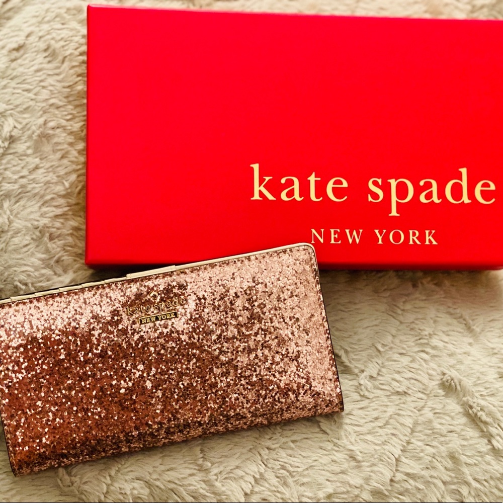 Kate Spade Stacy Rose Giltter Bug Wallet NEW